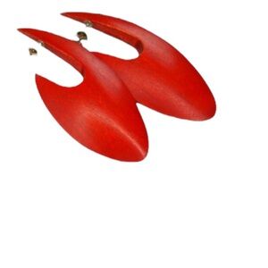Vintage Bold Red Wooden Earrings